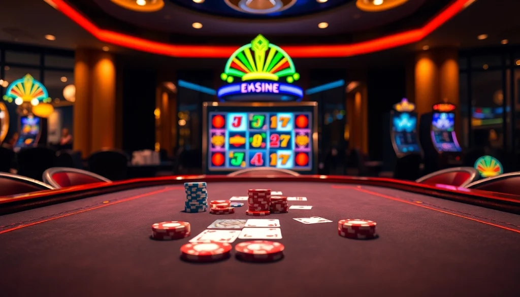 Engaging players at a luxurious casino table on https://mk8th.net/ with vibrant poker chips and cards.