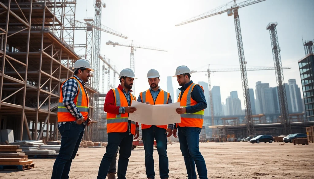 Construction workers collaborating on-site, illustrating the construction association colorado's dynamic impact.