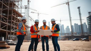 Construction workers collaborating on-site, illustrating the construction association colorado's dynamic impact.