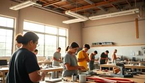 Students learning at trade schools Oahu in a collaborative classroom environment.