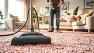 Thorough carpet cleaning roseville ca by a technician in a cozy living room.