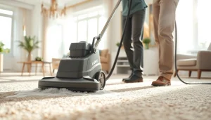 Experienced carpet cleaners roseville ca providing professional services with state-of-the-art equipment in a well-lit living room.