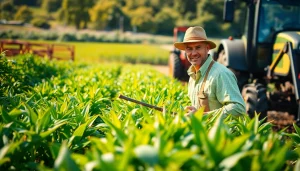 Engaging visual of agricultural law practice in a vibrant farming landscape.