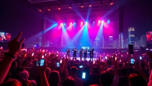 BTS news featuring a lively concert scene with fans enjoying an energetic performance.