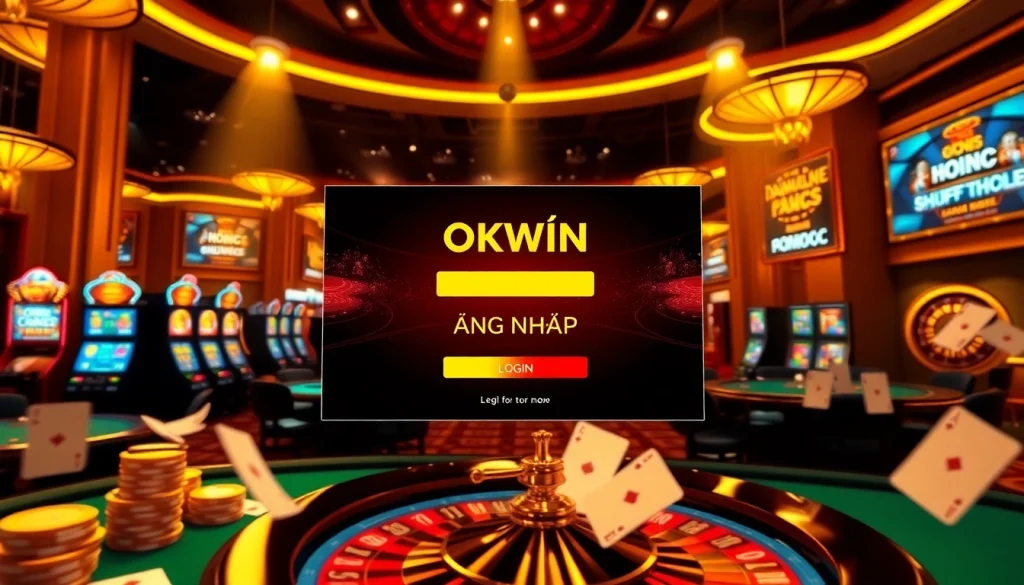 Engage in online gaming excitement with OKWIN ĐĂNG NHẬP on a vibrant casino interface.