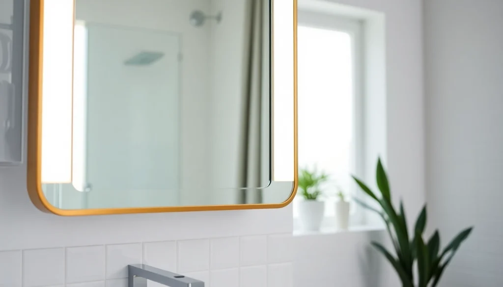 Transform your space with this elegant bathroom mirror featuring sleek LED lighting.