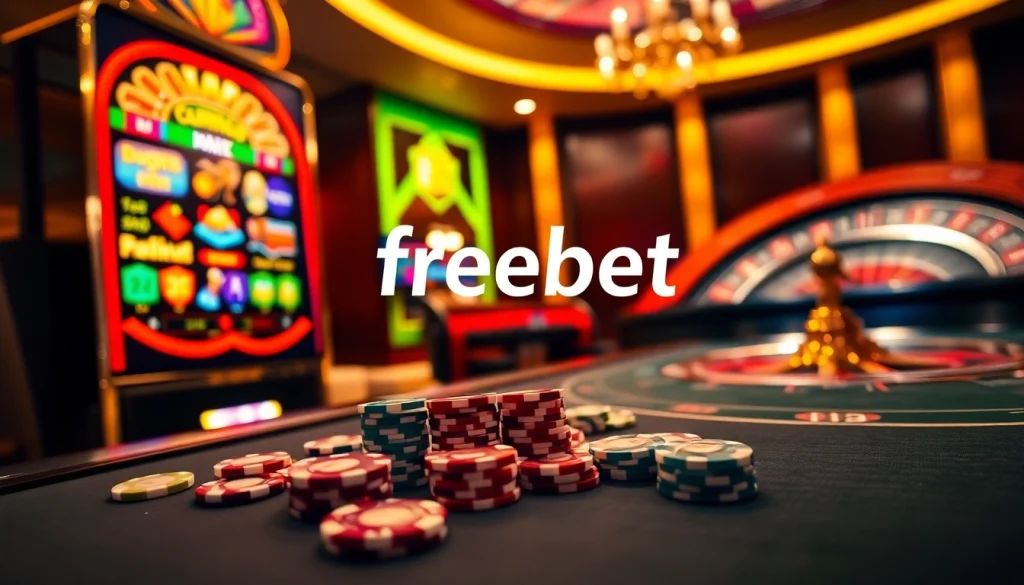 Win big with freebet Naga169 at a vibrant online casino featuring exciting slot machines and gaming tables.