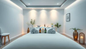 Experience luxurious 출장안마 in a tranquil massage room filled with soothing elements.