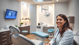 ウィスマイル矯正 口コミ featuring a bright dental clinic atmosphere with patients and orthodontists.