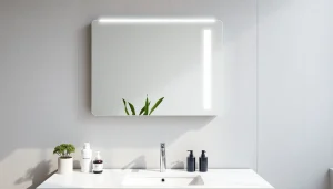 Enhance your space with a stylish bathroom mirror with LED light, featuring a sleek design and modern appeal.