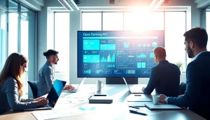 Visualizing seamless integration with Open Banking APIs through an interactive tech interface.