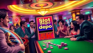 Players enjoying the slot depo 5k experience with excitement and luxury in a casino setting.