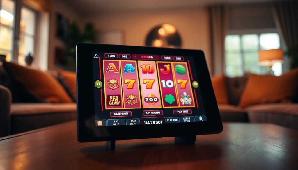 Permainan slot depo 1k dengan grafis menarik di perangkat digital yang mengundang pemain.