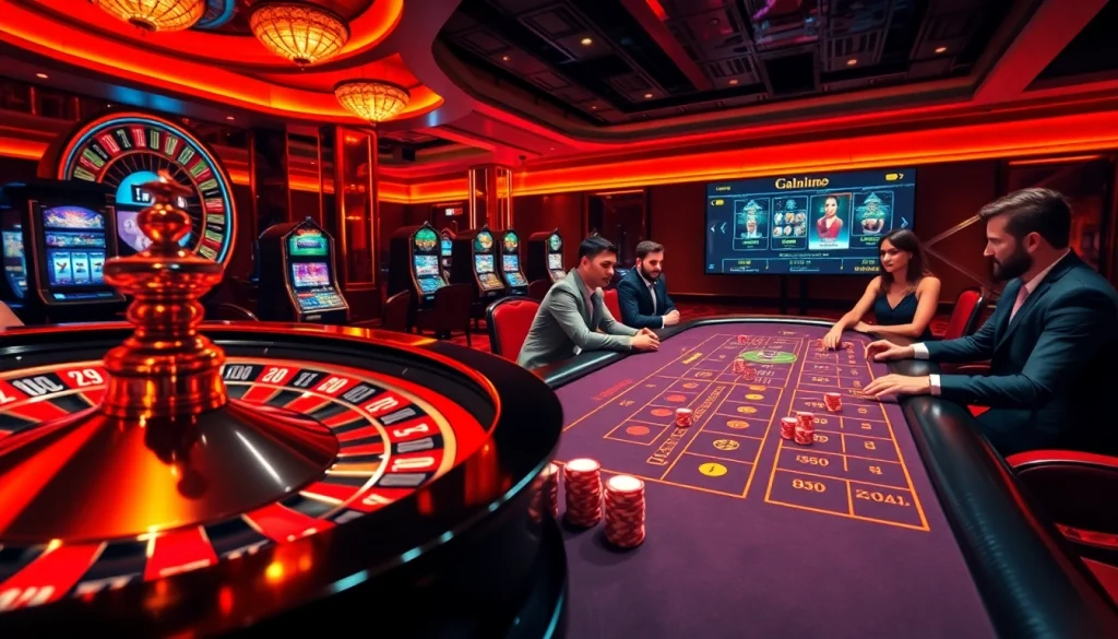 RR88 players enjoying high-stakes poker game at a luxurious casino table.