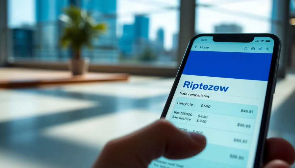 Check rates easily with https://m.check-rates.com on a smartphone in a modern setting.