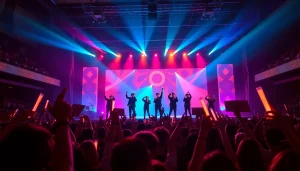 Experience the latest bts news at a vibrant live concert with ARMY fans.