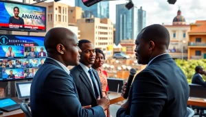 Engaged reporters covering Kenya News Today amidst a dynamic cityscape.