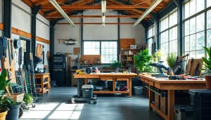 Freelock in a well-organized workshop environment showcasing advanced tools and bright natural lighting.