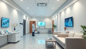 包茎クリニック おすすめ の最新泌尿器科クリニックのイメージ。親しみやすいスタッフと有益な資料が揃った光景。