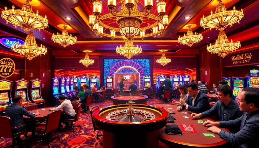 Experience the thrill of slot gacor 777 at a vibrant casino featuring roulette and slot machines.