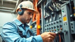 Electrician conducting crucial electrical maintenance edmonton in a professional setting.