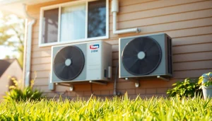 Efficient Trane heat pumps installed in a home, highlighting energy-saving technology.