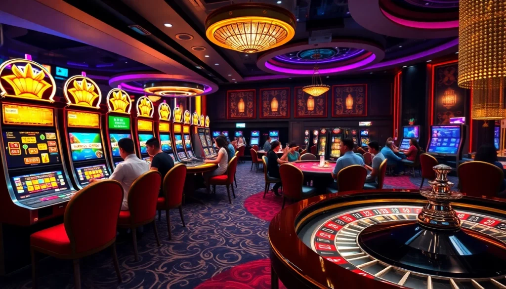 Experience thrilling online gaming at hoki77 with vibrant casino elements and excited players.