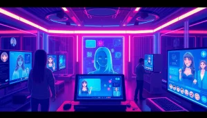 Explore vibrant NSFW AI chat platforms with interactive characters in a futuristic digital space