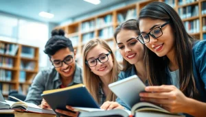 Engaged students using exam assistance services in a collaborative study environment.