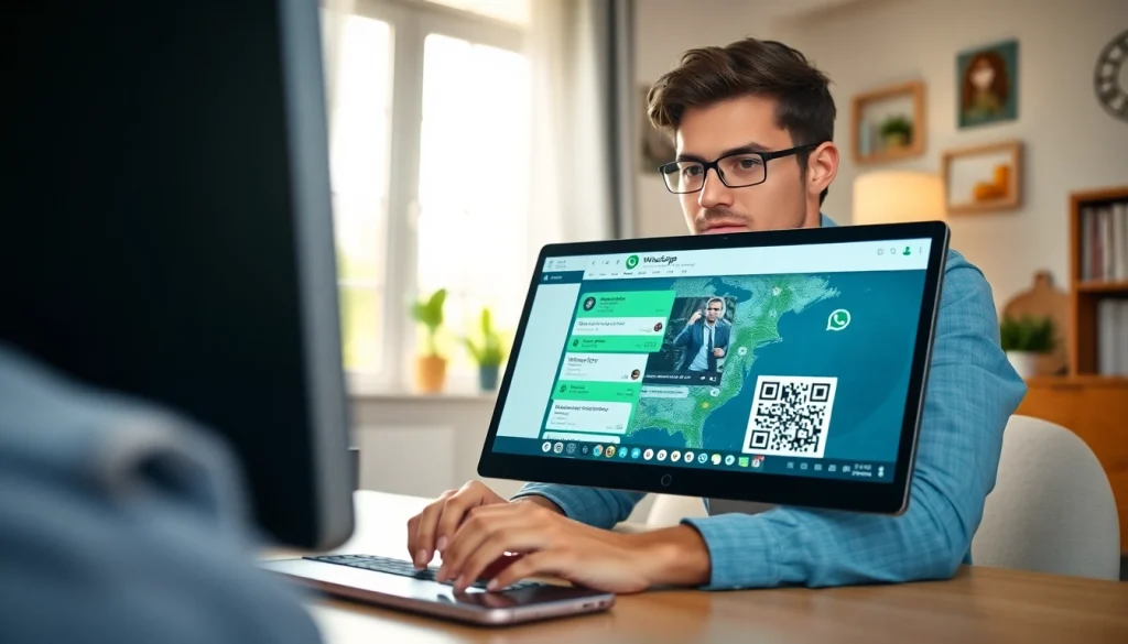 Using WhatsApp Web on a desktop for seamless communication and connectivity.