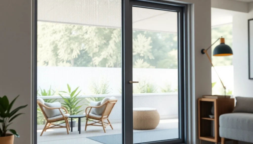 Myggenet dør installeret i et moderne hjem, der holder insekter ude.