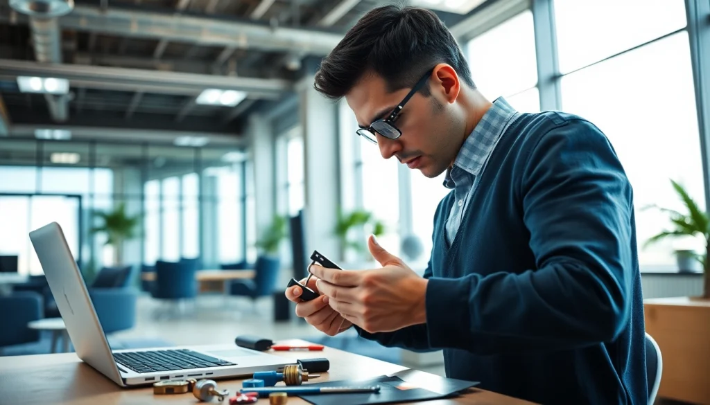 Professional locksmith demonstrating services for Commercial Locksmiths Near Ballwin, MO with high-security locks.