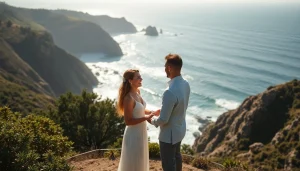 Big Sur wedding photographer captures a couple's intimate ceremony against stunning coastal backdrop.