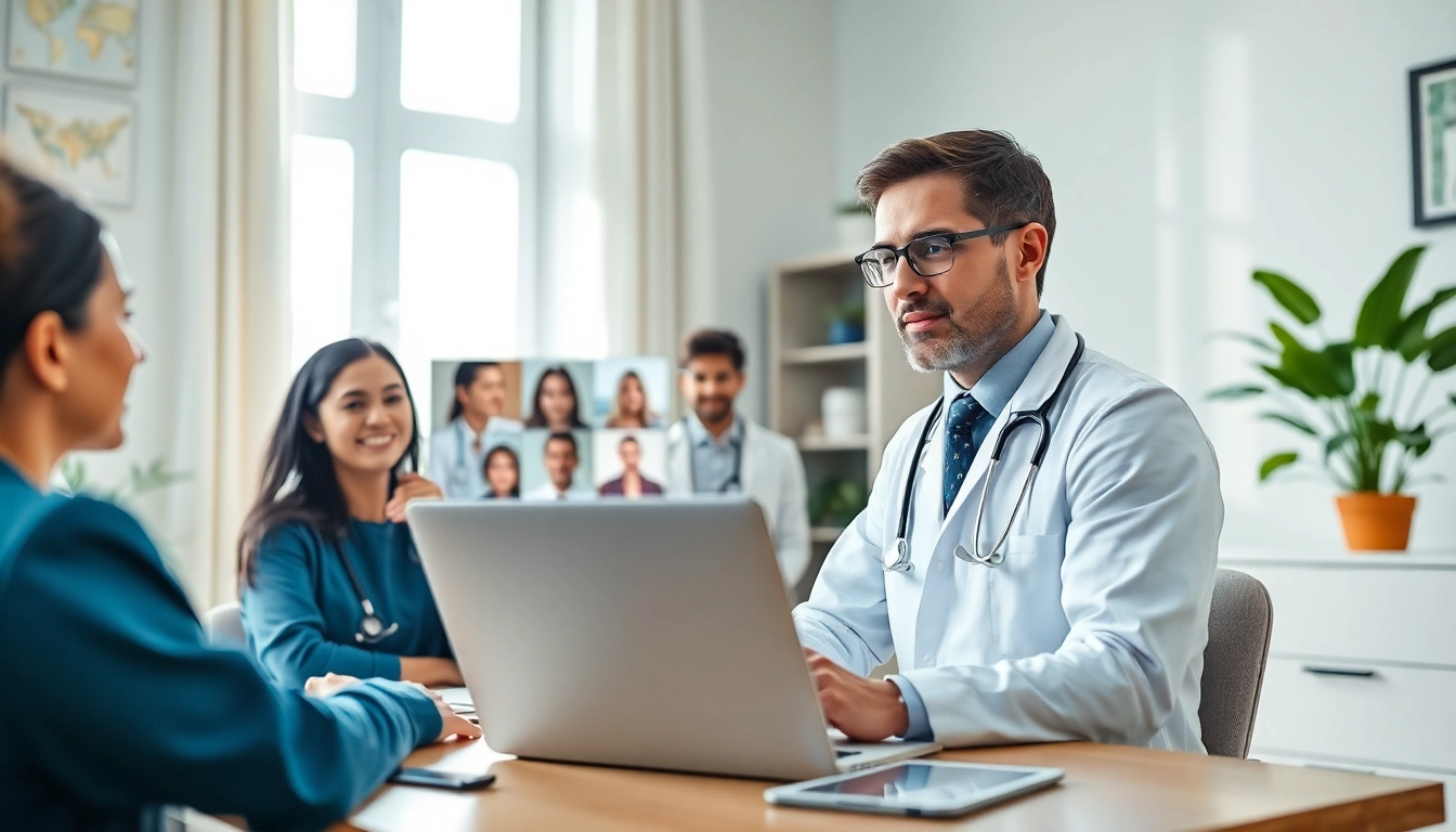 Experience a fast telehealth consultation online with a doctor engaging through a laptop.