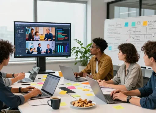 Dynamic teamwork in a modern advertising agency Malaysia, showcasing collaboration and creativity.